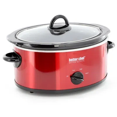 Better Chef 3 Quart Oval Slow Cooker In Red With Removable Stoneware Crock
