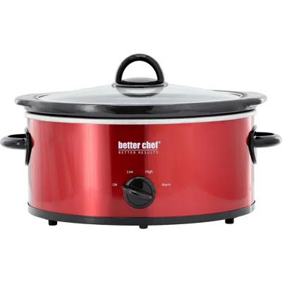 Better Chef 3 Quart Oval Slow Cooker Removable Stoneware Crock Red