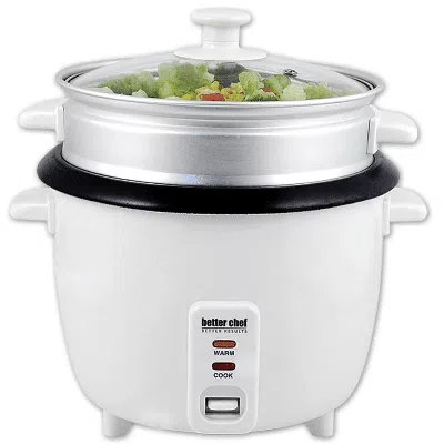 Better Chef 5-cup - 10-cup Cooked - Rice Cooker With Steamer And Non-stick Pot In White