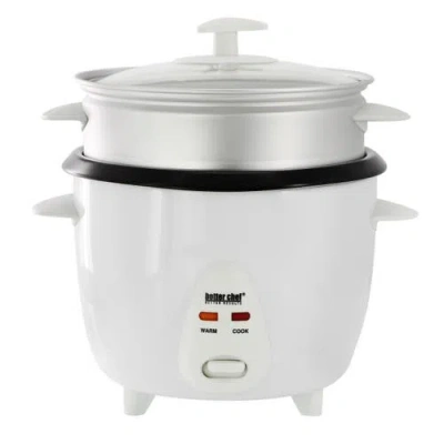 Better Chef 5 Cup Ceramic Bowl Rice Cooker With Steamer Attachment In White