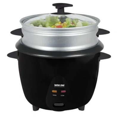 Better Chef 5 Cup Rice Cooker With Food Steamer Attachment In Black
