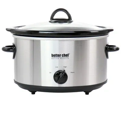 Better Chef 5 Quart Stainless Steel Oval Slow Cooker In Silver