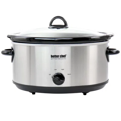 BETTER CHEF 6 QUART OVAL SLOW COOKER WITH REMOVABLE STONEWARE CROCK IN STAINLESS STEEL