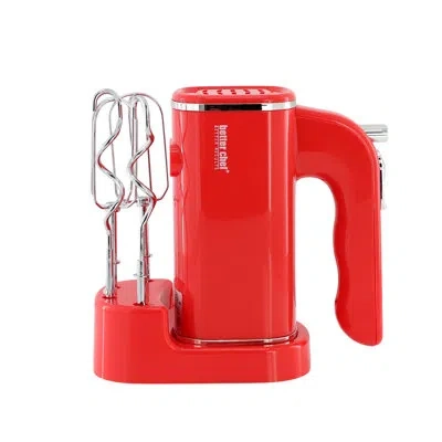 Better Chef Better Results 5 Speed Hand Mixer With Turbo Boost And Storage Stand In Red