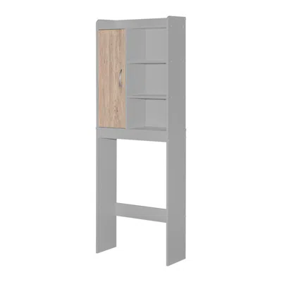Better Home Products Ace Over-the-toilet Storage Shelf In Light Gray & Natural Oak