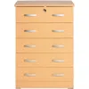 Better Home Products Cindy 5 Drawer Chest Wooden Dresser With Lock Beech (maple)