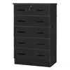 Better Home Products Cindy 5 Drawer Chest Wooden Dresser With Lock In Black