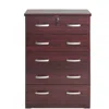 Better Home Products Cindy 5 Drawer Chest Wooden Dresser With Lock In Mahogany