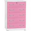Better Home Products Cindy 5 Drawer Chest Wooden Dresser With Lock In Pink