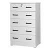 Better Home Products Cindy 5 Drawer Chest Wooden Dresser With Lock In White
