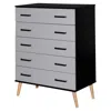 Better Home Products Eli Mid-century Modern 5 Drawer Chest In Black & Light Gray