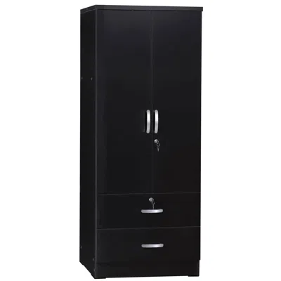 Better Home Products Grace Wood 2-door Wardrobe Armoire With 2-drawers In Black