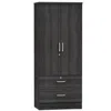 Better Home Products Grace Wood 2-door Wardrobe Armoire With 2-drawers In Gray