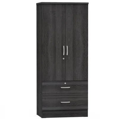 Better Home Products Grace Wood 2-door Wardrobe Armoire With 2-drawers In Gray