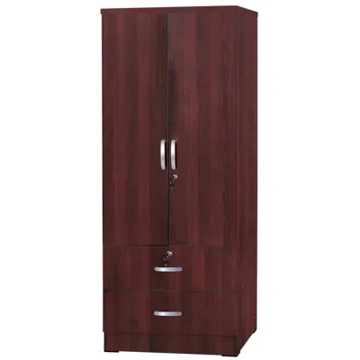Better Home Products Grace Wood 2-door Wardrobe Armoire With 2-drawers Mahogany