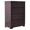 Better Home Products Isabela Solid Pine Wood 4 Drawer Chest Dresser In Mahogany