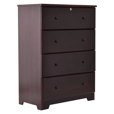 Better Home Products Isabela Solid Pine Wood 4 Drawer Chest Dresser In Mahogany In Brown