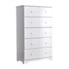 Better Home Products Isabela Solid Pine Wood 5 Drawer Chest Dresser In White