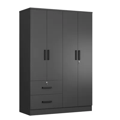 Better Home Products Luna Modern Wood 4 Doors 2 Drawers Armoire In Black