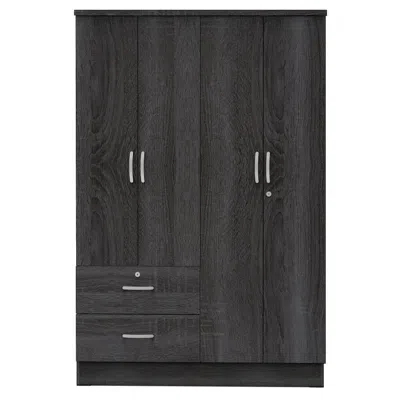 Better Home Products Luna Modern Wood 4 Doors 2 Drawers Armoire In Gray