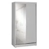 Better Home Products Mirror Wood Double Sliding Door Wardrobe In Light Gray