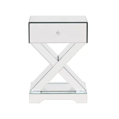 Better Home Products Mirrored Modern Side Table In White