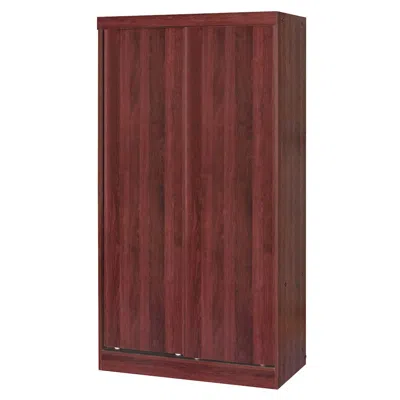 Better Home Products Modern Wood Double Sliding Door Wardrobe In Mahogany In Brown