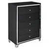 Better Home Products Monica Velvet Upholstered 5 Drawer Chest Dresser In Black