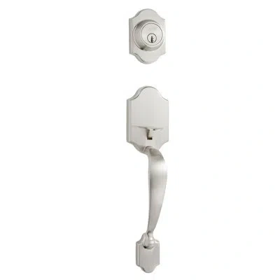 Better Home Products Ocean Beach Handleset With Deadbolt And Door Knob And Rosette In Satin Nickel