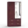 Better Home Products Sarah Double Sliding Door Armoire With Mirror In Mahogany
