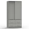 Better Home Products Sarah Modern Wood Double Sliding Door Armoire In Light Gray