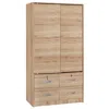 Better Home Products Sarah Modern Wood Double Sliding Door Armoire Natural Oak