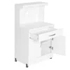 Better Home Products Shelby Kitchen Wooden Microwave Cart In White