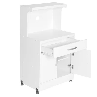 Better Home Products Shelby Kitchen Wooden Microwave Cart In White