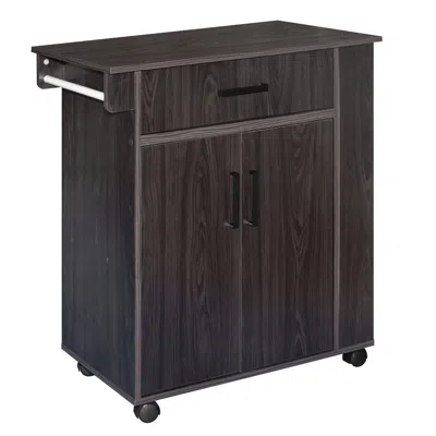 Better Home Products Shelby Rolling Kitchen Cart With Storage Cabinet - In Brown