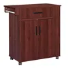Better Home Products Shelby Rolling Kitchen Cart With Storage Cabinet - Mahogany