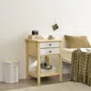 Better Home Products Solid Pine Wood 2 Drawer Nightstand In White & Natural