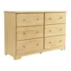 Better Home Products Solid Pine Wood 6 Drawer Double Dresser In Natural.