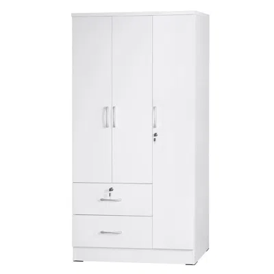 Better Home Products Symphony Wardrobe Armoire Closet With Two Drawers In White
