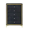 Better Home Products Upholstered 5-drawer Chest Dresser With Gold Legs And Gold Trim
