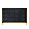 Better Home Products Velvet 6 Drawer Dresser With Gold Legs And Trim