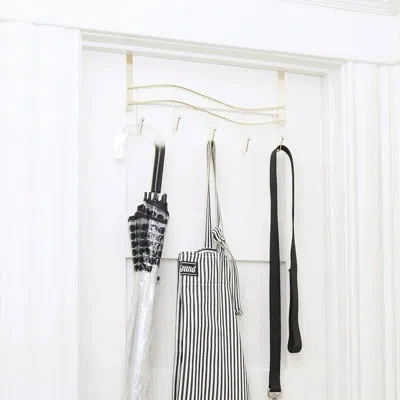 Better Houseware Brass 5 - Hook Wall Mounted Coat Rack In Gold