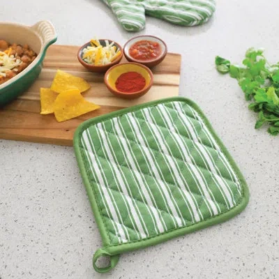 Better Houseware Striped Cotton Potholder In Green