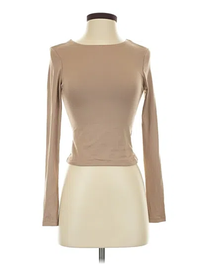 Pre-owned Better / Together Long Sleeve Top Tan Boatneck Tops