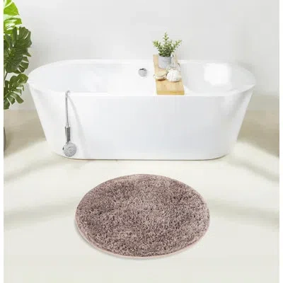 Better Trends 100% Polyester Bath Rug, Non-slip Tpr Backing 24" Round Bathroom Mat, Ultra-soft Quick-dry Machine W In Beige
