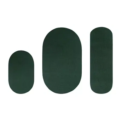 Better Trends Alpine Solid Braided 3 Pc Oval Rug Set In Green