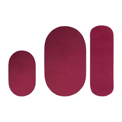 Better Trends Alpine Solid Braided 3 Pc Oval Rug Set In Red