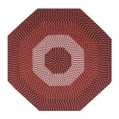 Better Trends Alpine Stripe Braided 4 X 4 Octagonal Accent Rug In Red