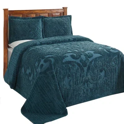 Better Trends Ashton 100% Cotton Chenille Bedspread With Medallion Pattern,  Soft & Breathable Coverlet, Luxurious In Teal