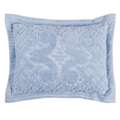 Better Trends Ashton Collection 100% Cotton Chenille Tufted Pillow Sham With Medallion Pattern, Machine Washable P In Blue